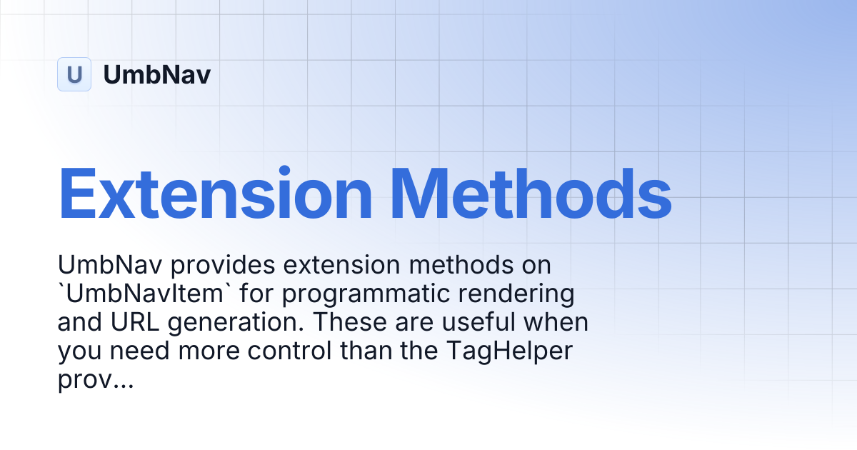 Extension Methods | UmbNav